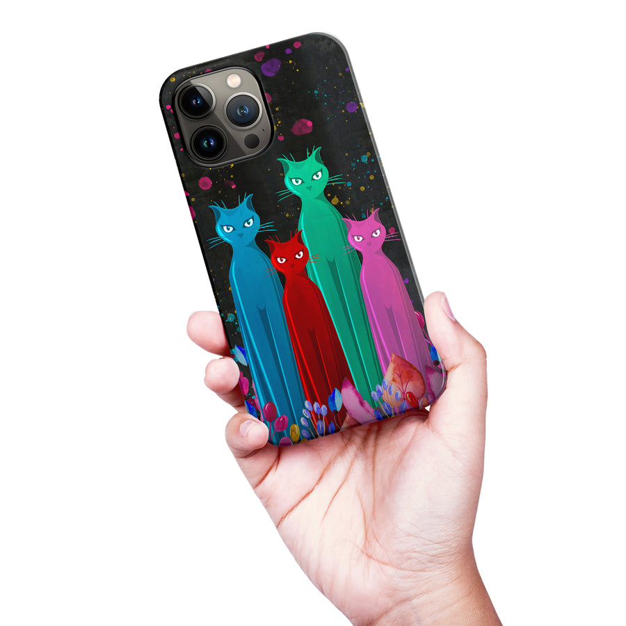 Cosmic Cats in Vibrant Colors Space Design Cat Phone Case