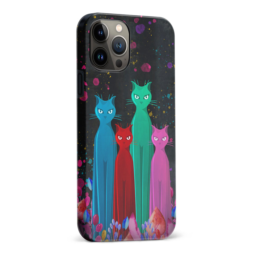 iPhone 13 Pro Max Cosmic Cats in Vibrant Colors Space Design Cat Phone Case