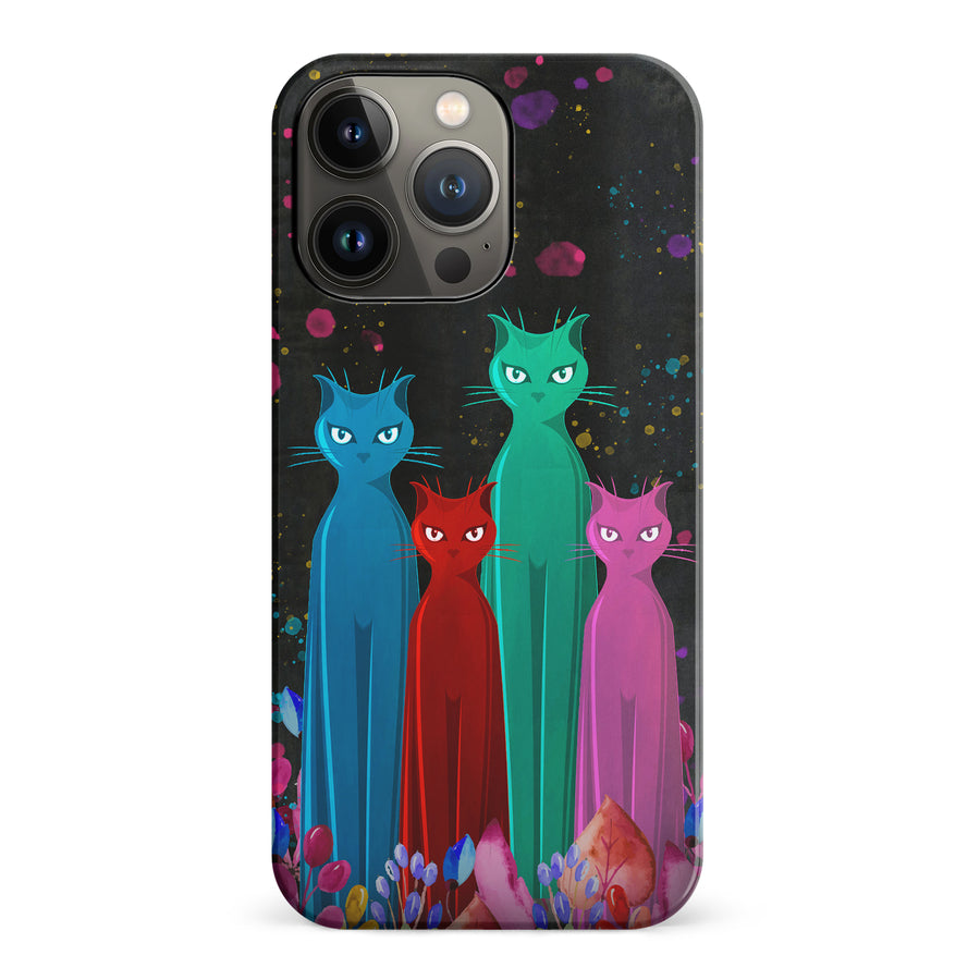 iPhone 14 Pro Cosmic Cats in Vibrant Colors Space Design Cat Phone Case