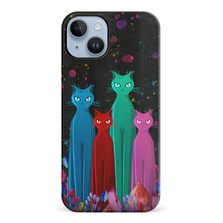 iPhone 14 Plus Cosmic Cats in Vibrant Colors Space Design Cat Phone Case