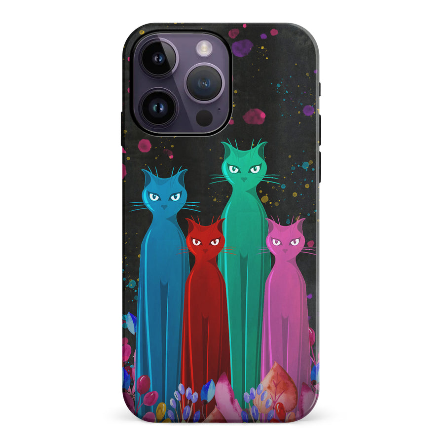 iPhone 14 Pro Max Cosmic Cats in Vibrant Colors Space Design Cat Phone Case