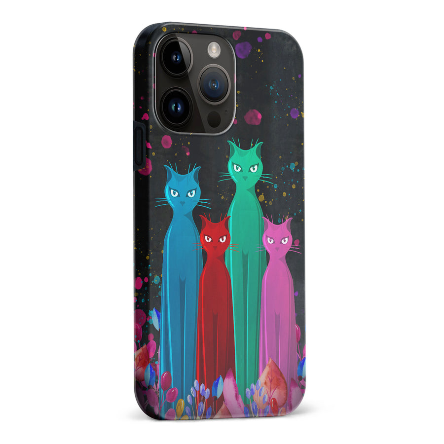 iPhone 15 Pro Max Cosmic Cats in Vibrant Colors Space Design Cat Phone Case