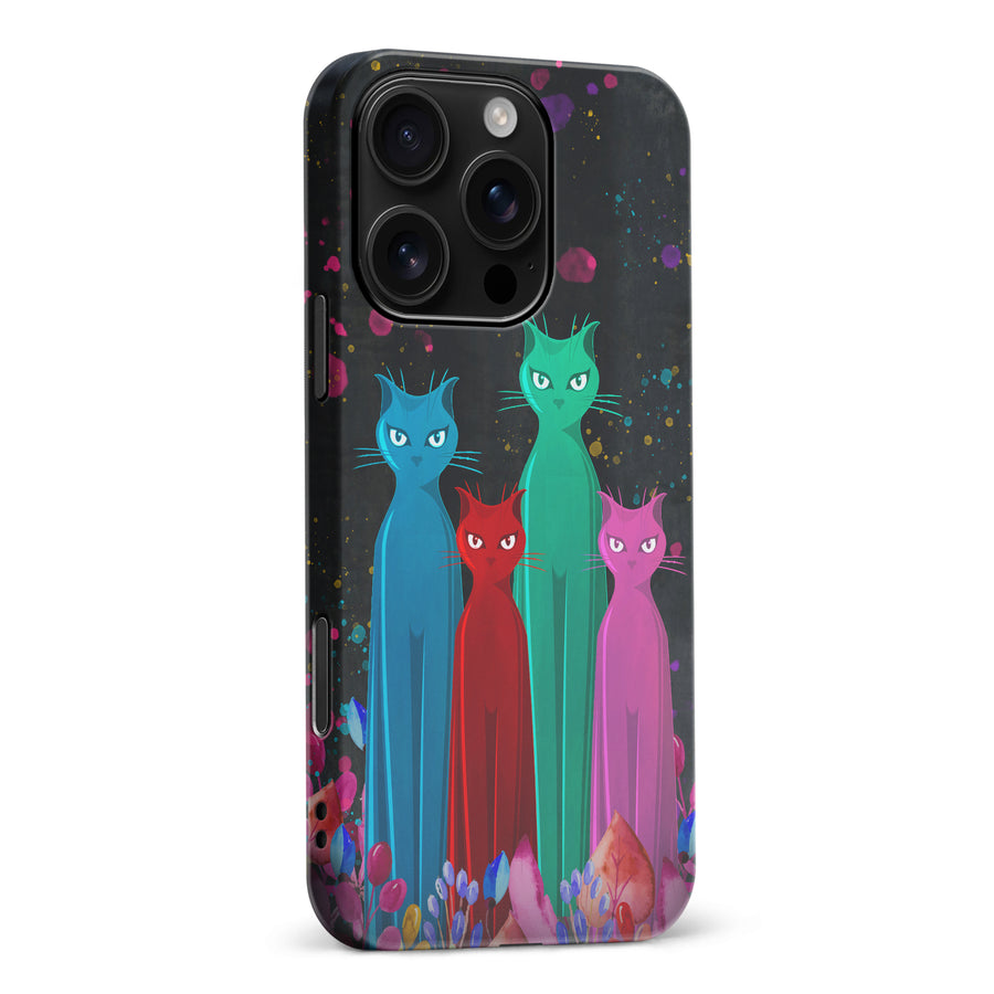 iPhone 16 Pro Max Cosmic Cats in Vibrant Colors Space Design Cat Phone Case