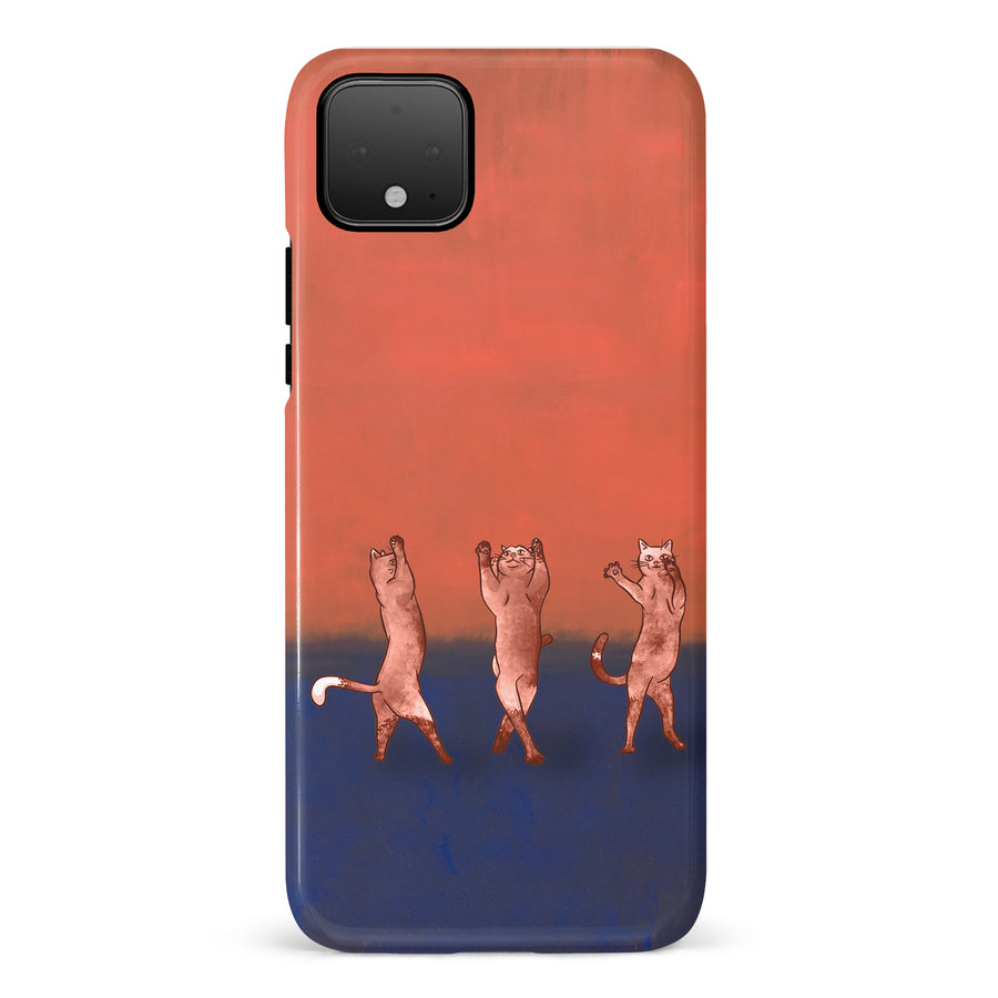 Google Pixel 4 Dancing Rothko Cats on Sunset Gradient Background Cat Phone Case