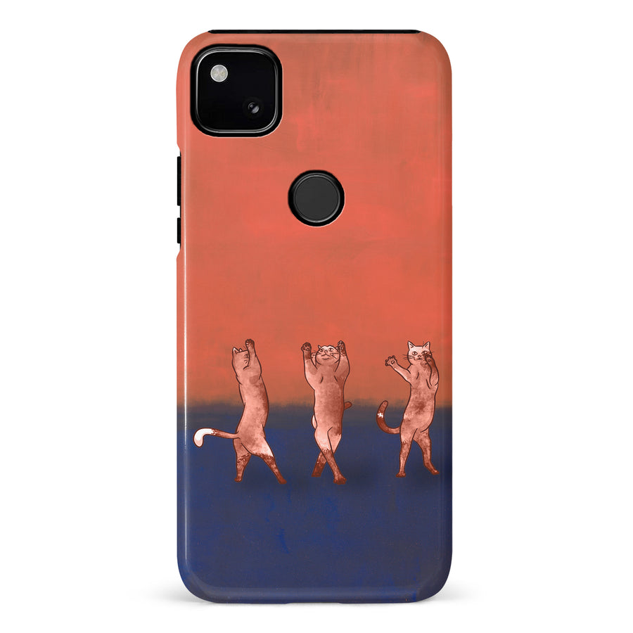 Google Pixel 4A Dancing Rothko Cats on Sunset Gradient Background Cat Phone Case