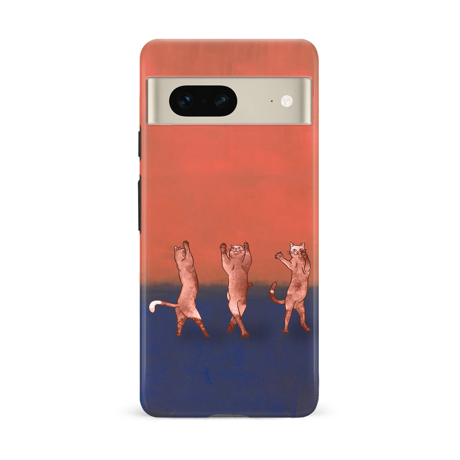 Google Pixel 7 Dancing Rothko Cats on Sunset Gradient Background Cat Phone Case