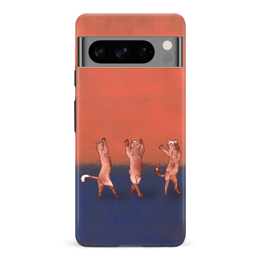 Google Pixel 8 Pro Dancing Rothko Cats on Sunset Gradient Background Cat Phone Case