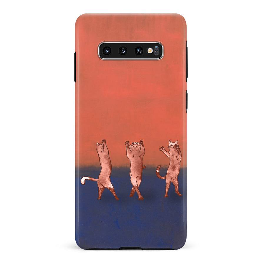 Samsung Galaxy S10 Dancing Rothko Cats on Sunset Gradient Background Cat Phone Case