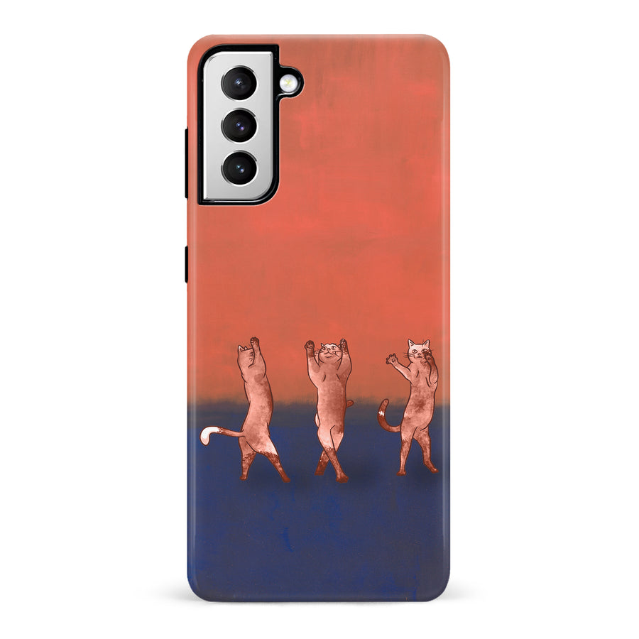 Samsung Galaxy S21 Dancing Rothko Cats on Sunset Gradient Background Cat Phone Case