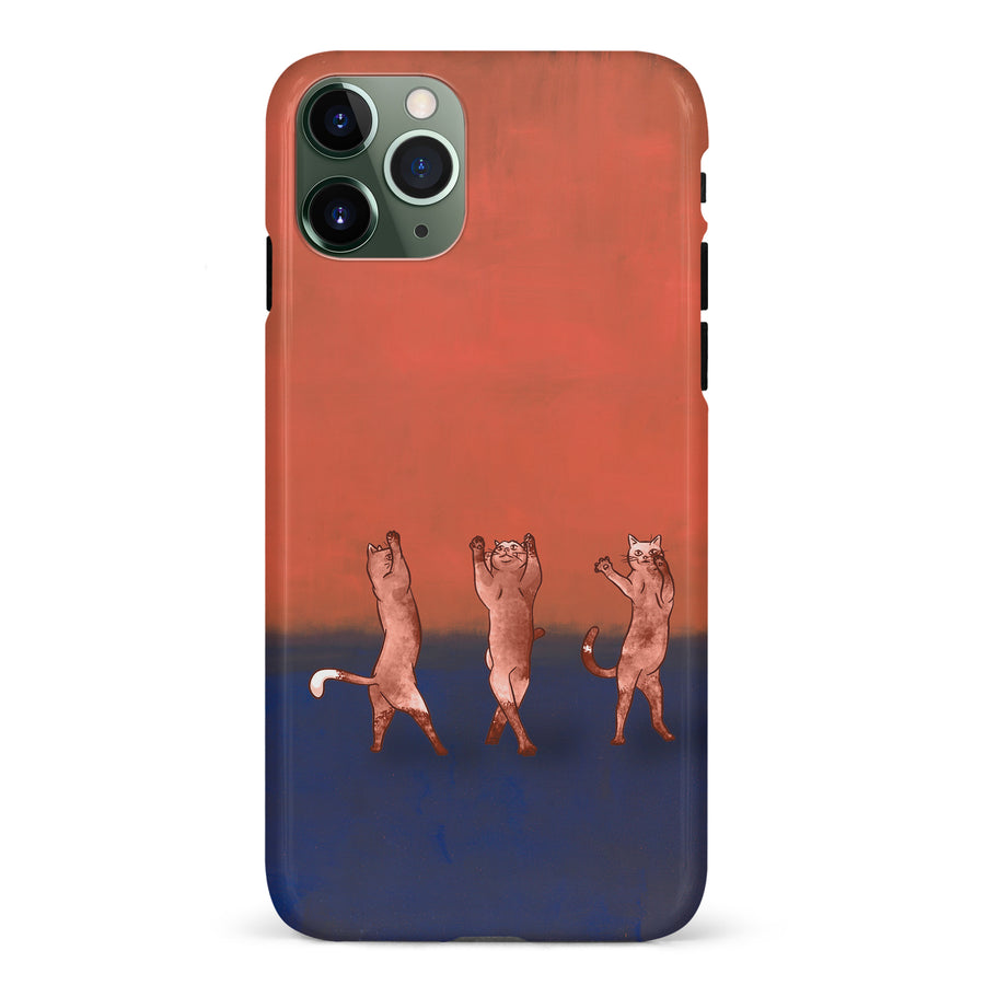 iPhone 11 Pro Dancing Rothko Cats on Sunset Gradient Background Cat Phone Case