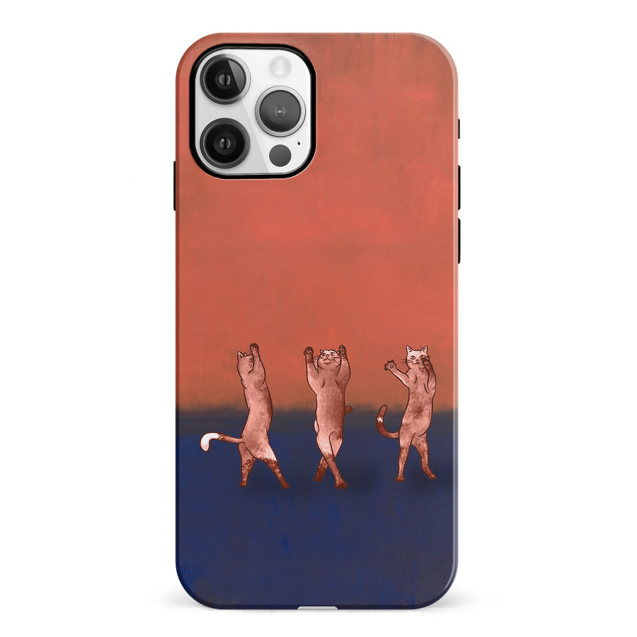 iPhone 12 Dancing Rothko Cats on Sunset Gradient Background Cat Phone Case