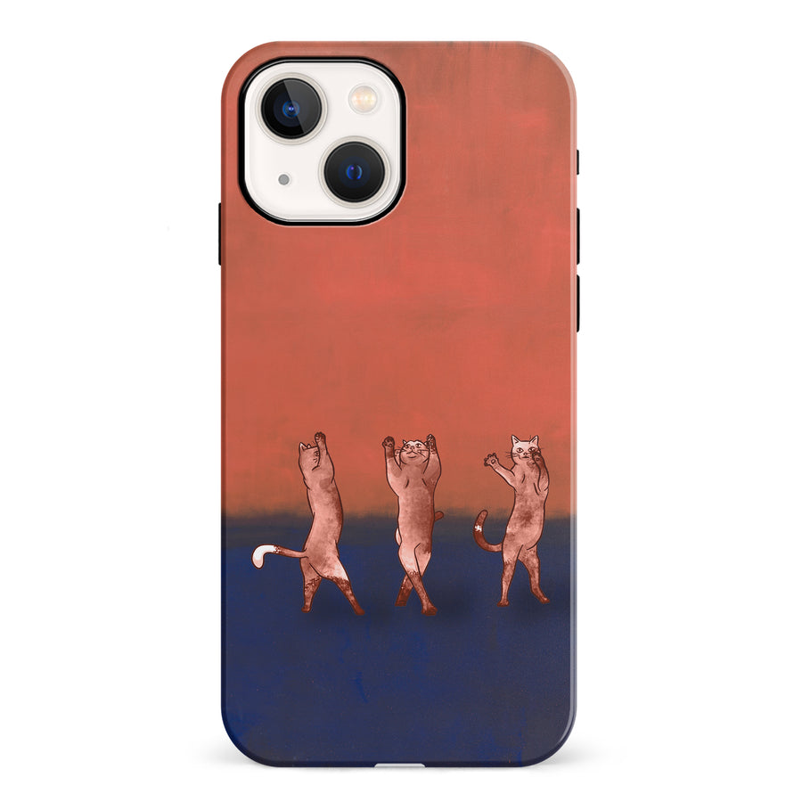 iPhone 13 Dancing Rothko Cats on Sunset Gradient Background Cat Phone Case