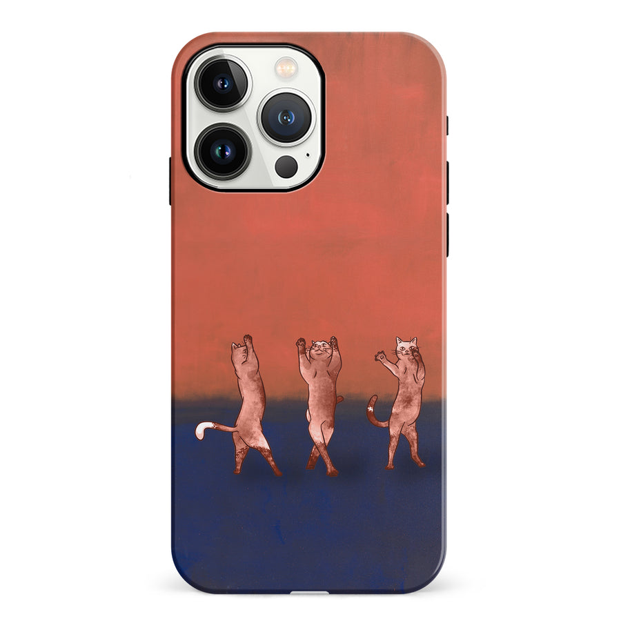 iPhone 13 Pro Dancing Rothko Cats on Sunset Gradient Background Cat Phone Case