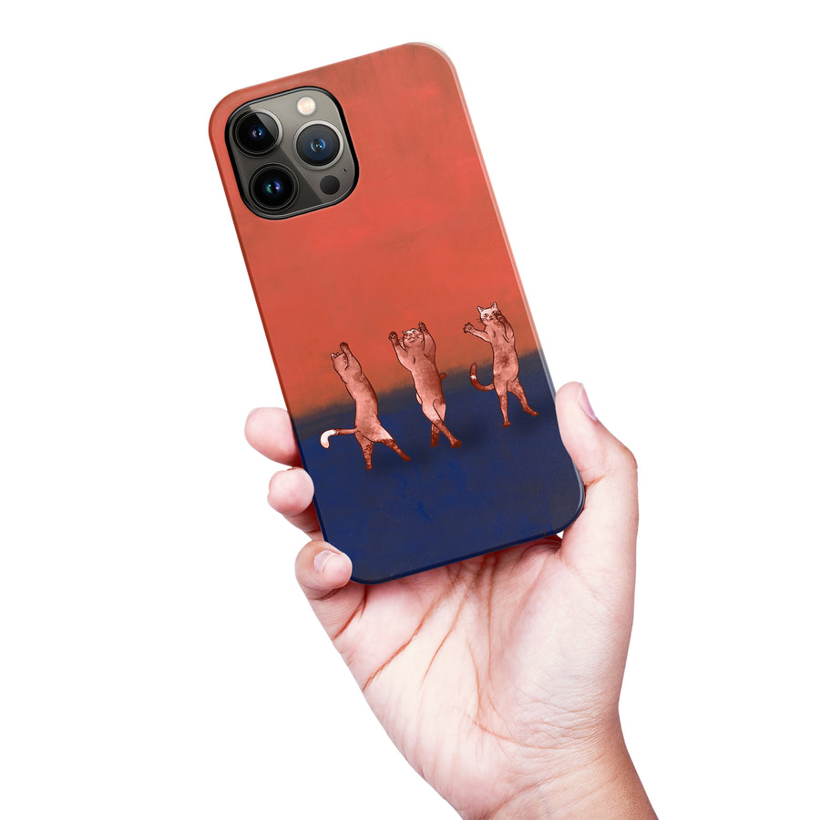 iPhone 13 Pro Max Dancing Rothko Cats on Sunset Gradient Background Cat Phone Case