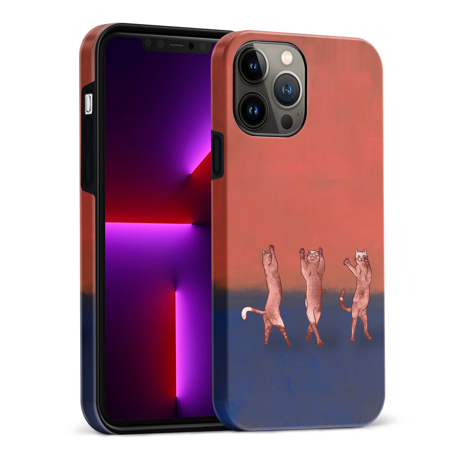 iPhone 13 Pro Max Dancing Rothko Cats on Sunset Gradient Background Cat Phone Case