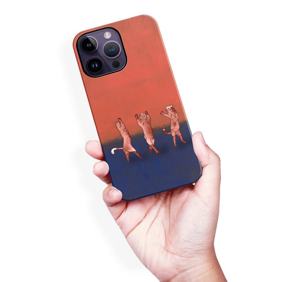 iPhone 14 Pro Max Dancing Rothko Cats on Sunset Gradient Background Cat Phone Case