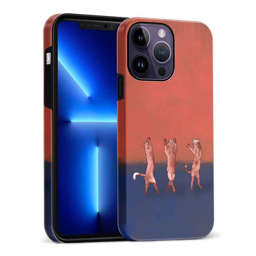 Dancing Rothko Cats on Sunset Gradient Background Cat Phone Case