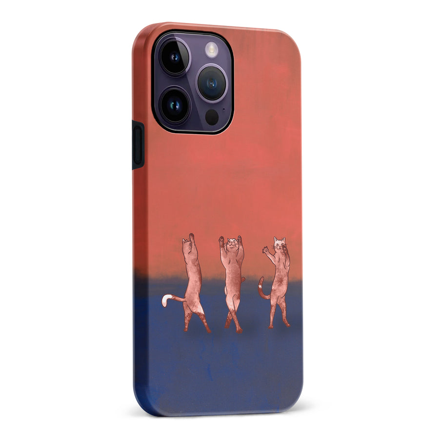 iPhone 14 Pro Max Dancing Rothko Cats on Sunset Gradient Background Cat Phone Case