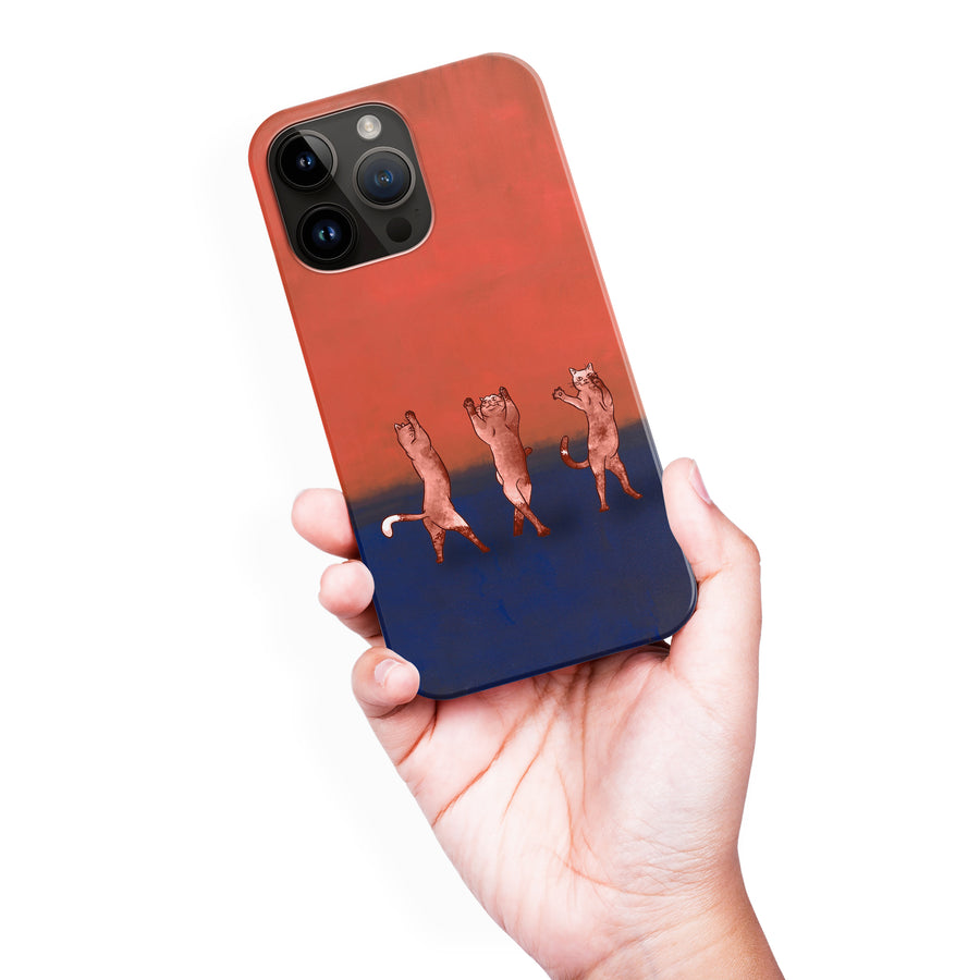 iPhone 15 Pro Max Dancing Rothko Cats on Sunset Gradient Background Cat Phone Case