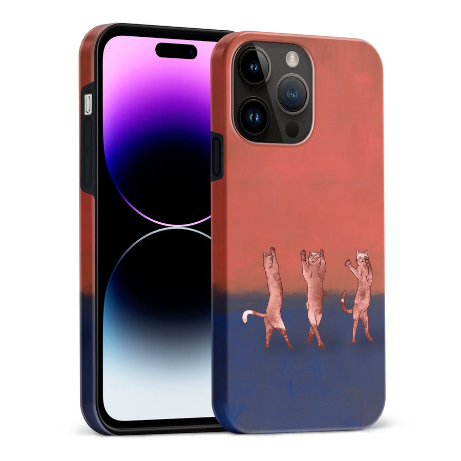 iPhone 15 Pro Max Dancing Rothko Cats on Sunset Gradient Background Cat Phone Case