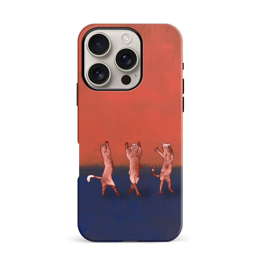 iPhone 16 Pro Dancing Rothko Cats on Sunset Gradient Background Cat Phone Case