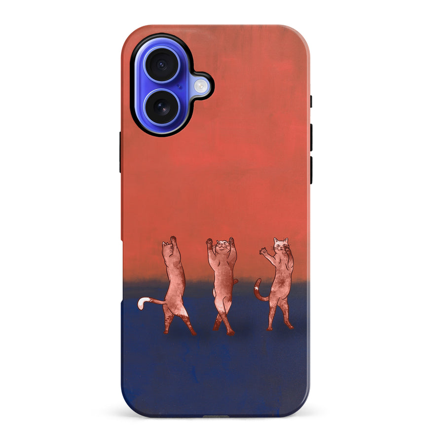 iPhone 16 Plus Dancing Rothko Cats on Sunset Gradient Background Cat Phone Case