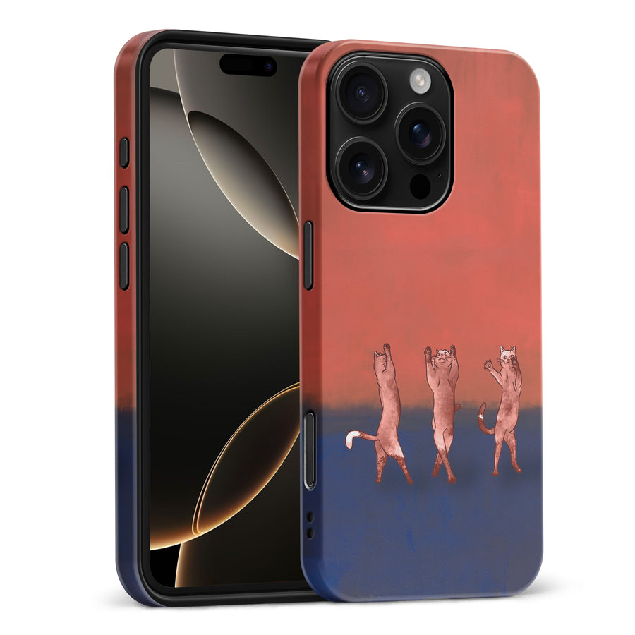 Dancing Rothko Cats on Sunset Gradient Background Cat Phone Case