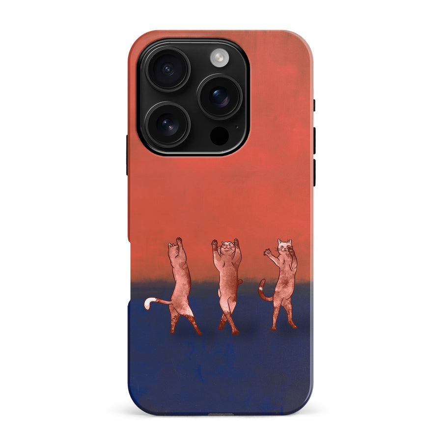 iPhone 16 Pro Max Dancing Rothko Cats on Sunset Gradient Background Cat Phone Case