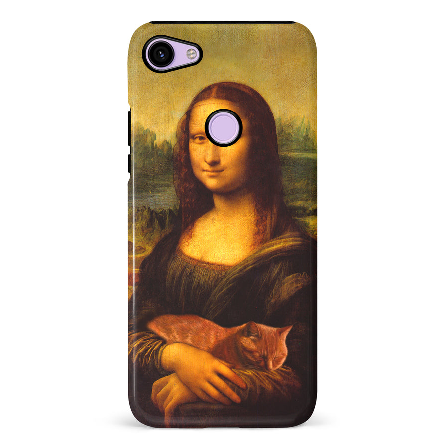 Google Pixel 3 Mona Lisa Smiling with Cat Painting Design Cat Phone Case