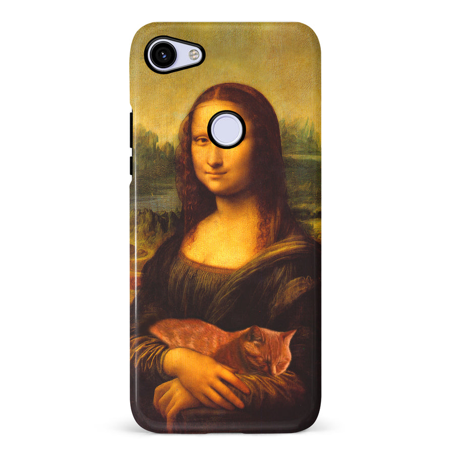 Google Pixel 3A Mona Lisa Smiling with Cat Painting Design Cat Phone Case