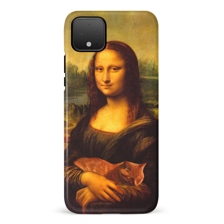 Google Pixel 4 Mona Lisa Smiling with Cat Painting Design Cat Phone Case