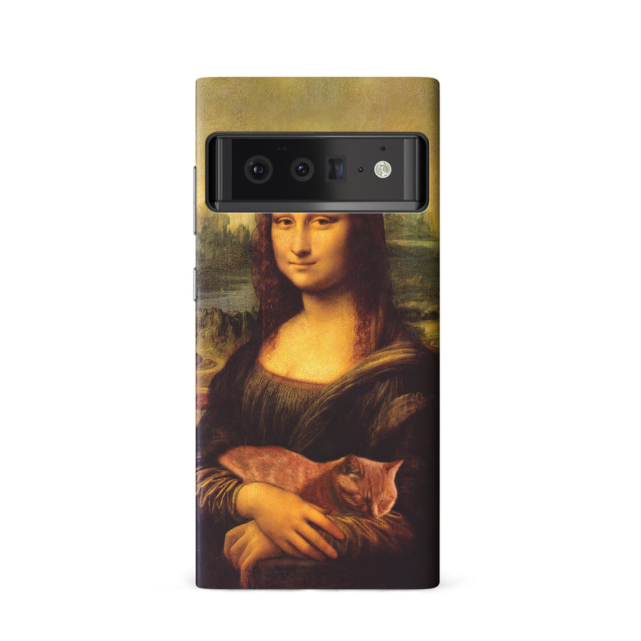 Google Pixel 6 Mona Lisa Smiling with Cat Painting Design Cat Phone Case