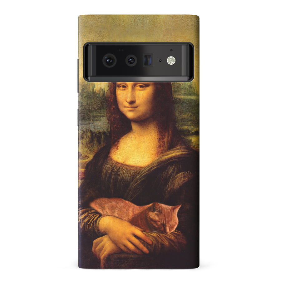 Google Pixel 6 Pro Mona Lisa Smiling with Cat Painting Design Cat Phone Case