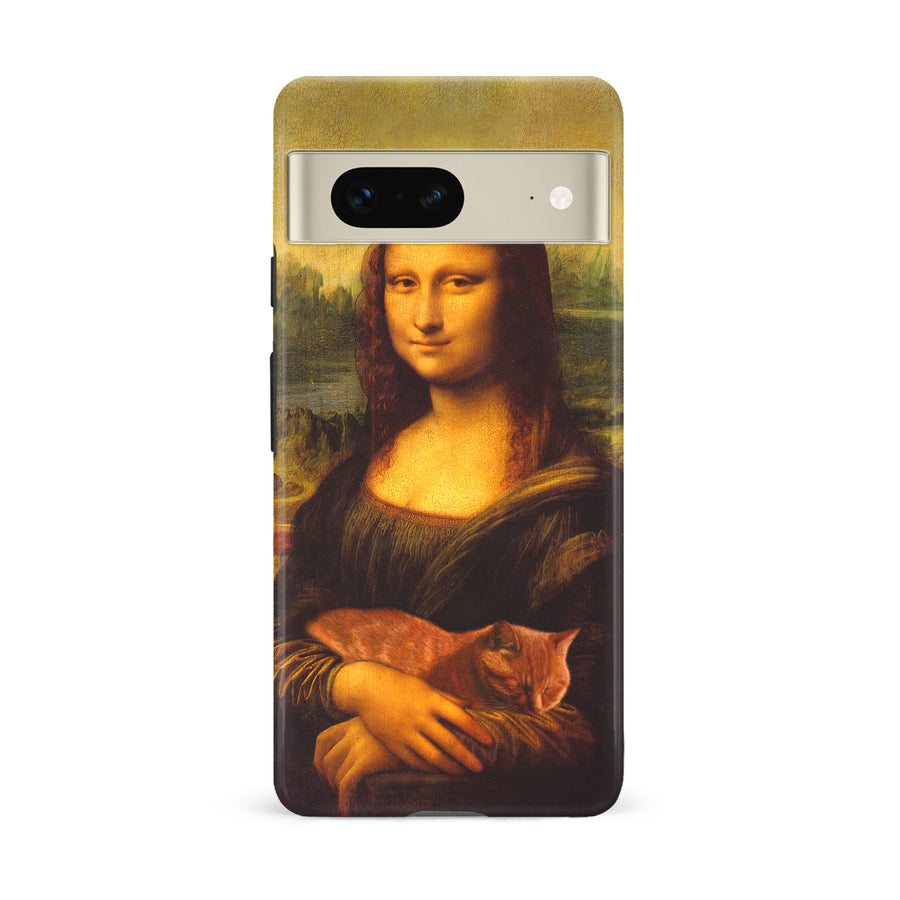 Google Pixel 7 Mona Lisa Smiling with Cat Painting Design Cat Phone Case