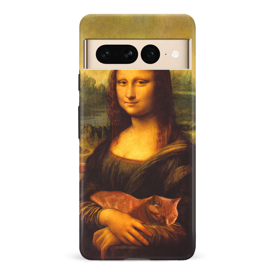 Google Pixel 7 Pro Mona Lisa Smiling with Cat Painting Design Cat Phone Case