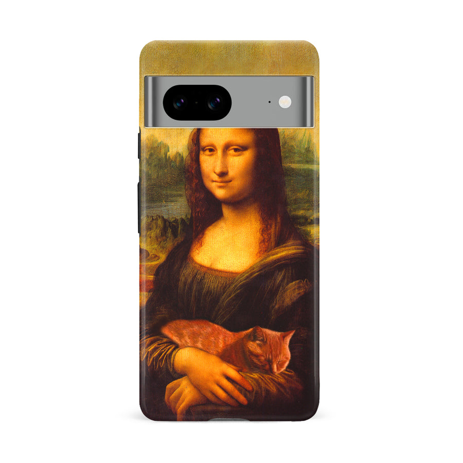 Google Pixel 8A Mona Lisa Smiling with Cat Painting Design Cat Phone Case