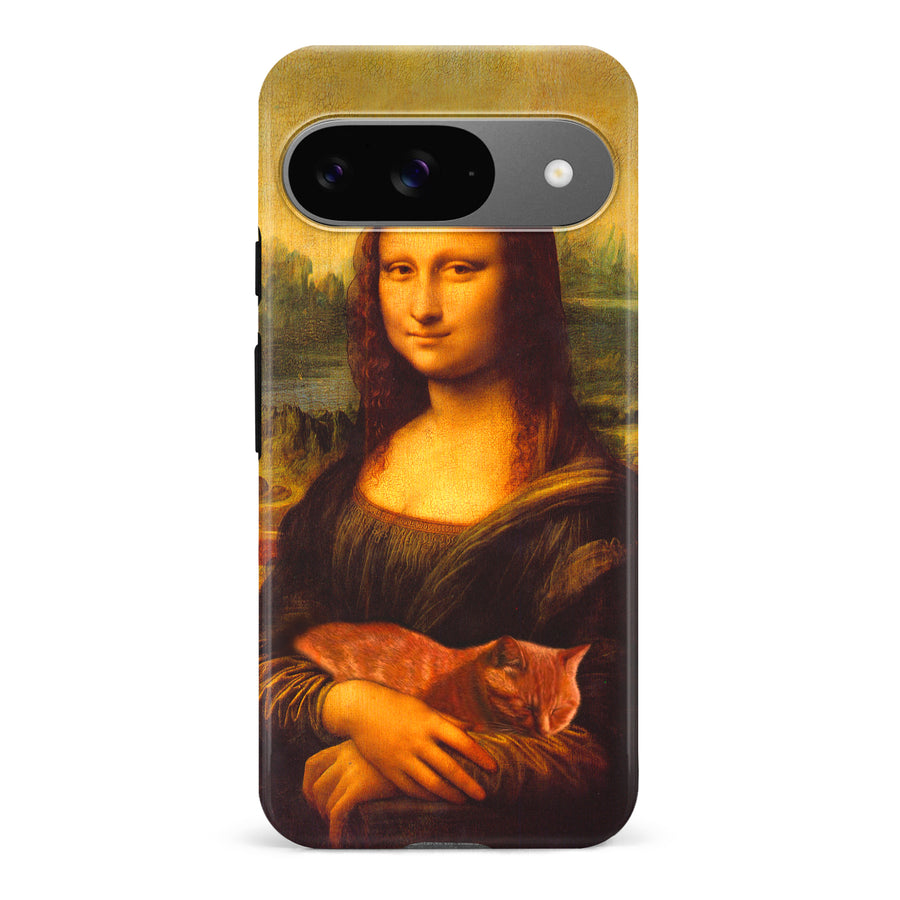 Google Pixel 9 Mona Lisa Smiling with Cat Painting Design Cat Phone Case