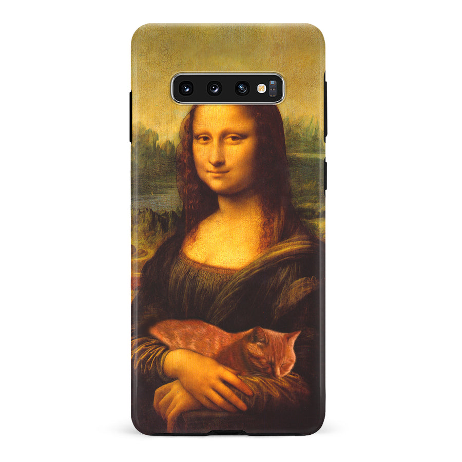 Samsung Galaxy S10 Mona Lisa Smiling with Cat Painting Design Cat Phone Case