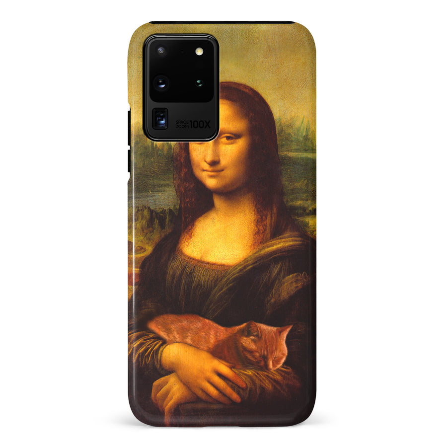 Samsung Galaxy S20 Ultra Mona Lisa Smiling with Cat Painting Design Cat Phone Case