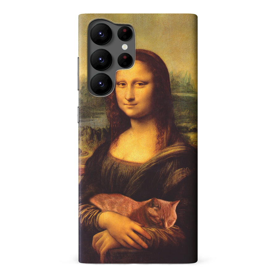 Mona Lisa Smiling with Cat Painting Design Cat Phone Case