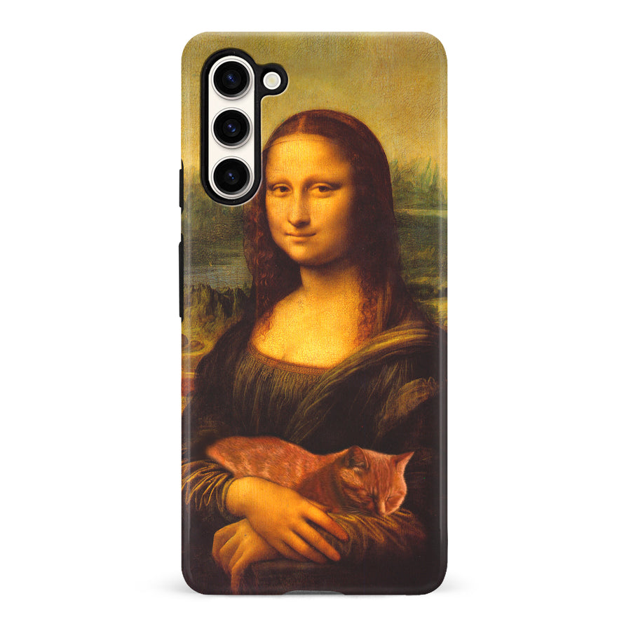 Samsung Galaxy S23 Mona Lisa Smiling with Cat Painting Design Cat Phone Case