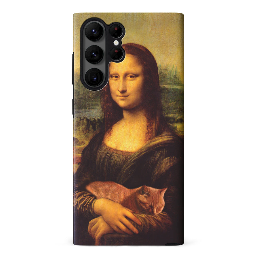 Samsung Galaxy S23 Ultra Mona Lisa Smiling with Cat Painting Design Cat Phone Case