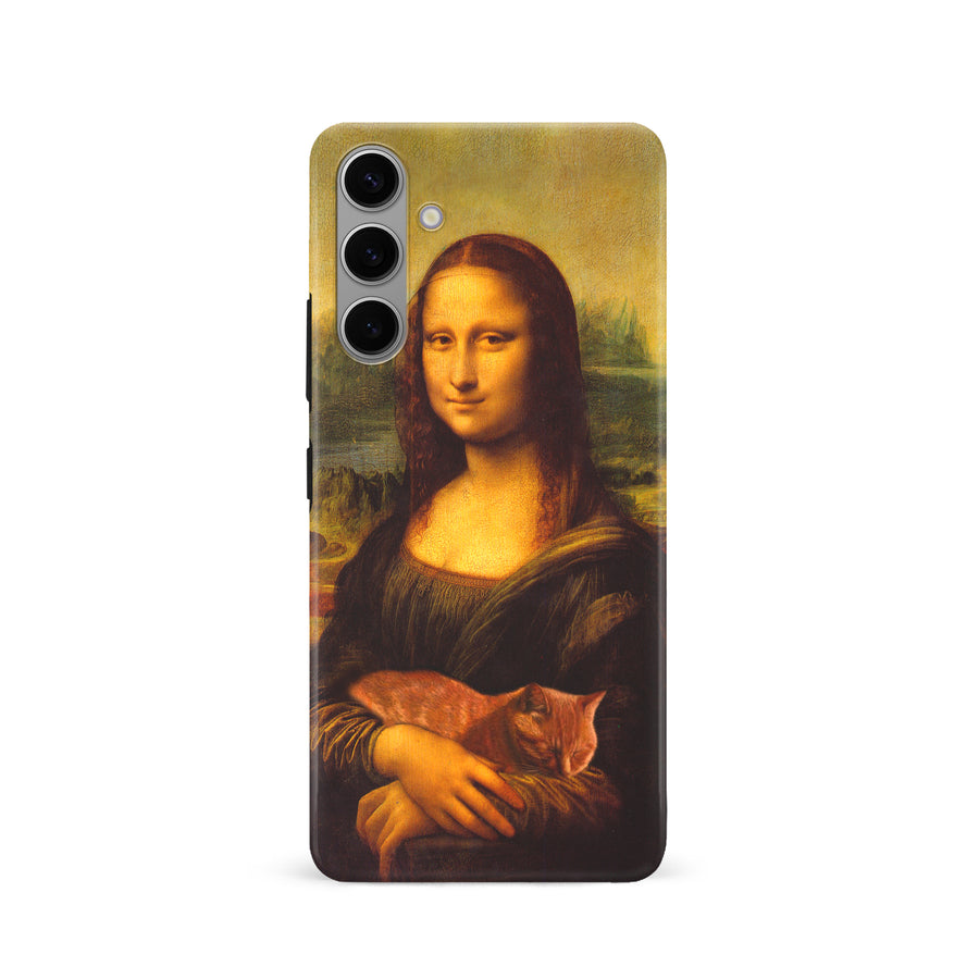 Samsung Galaxy S24 Mona Lisa Smiling with Cat Painting Design Cat Phone Case