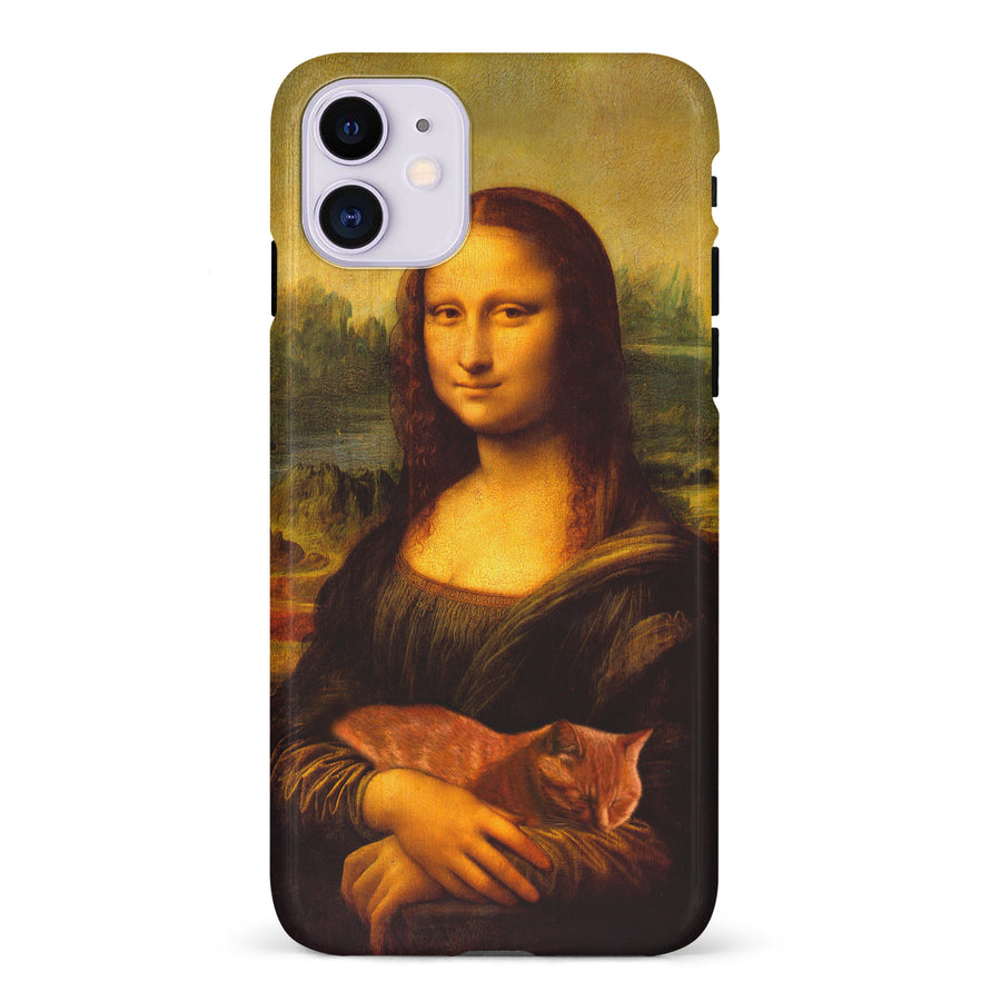 Mona Lisa Smiling with Cat Painting Design Cat Phone Case