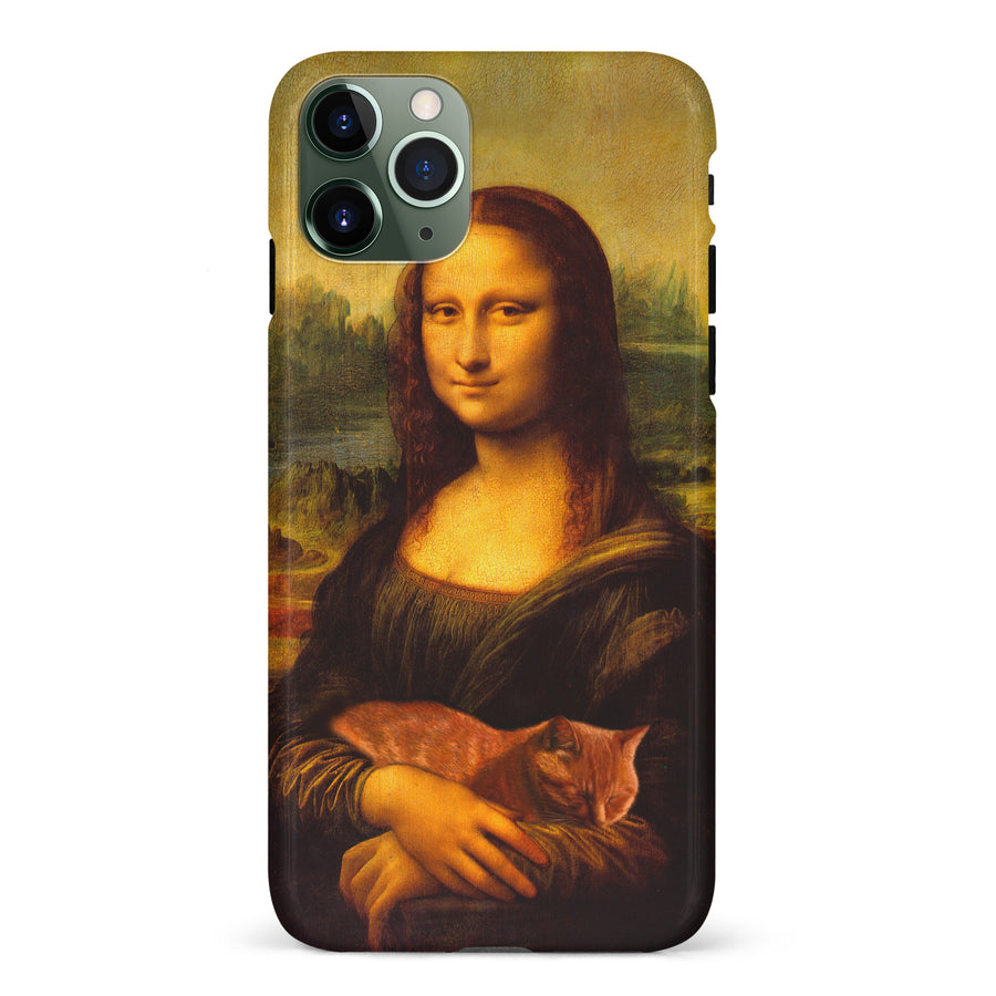 iPhone 11 Pro Mona Lisa Smiling with Cat Painting Design Cat Phone Case