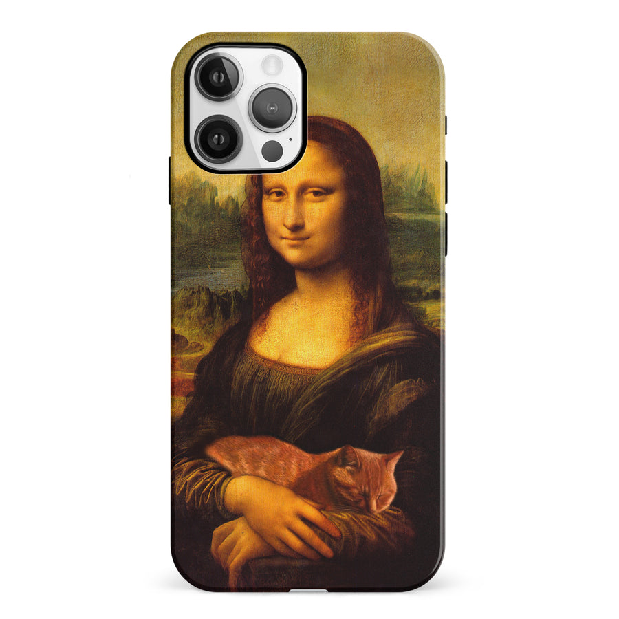 iPhone 12 Mona Lisa Smiling with Cat Painting Design Cat Phone Case