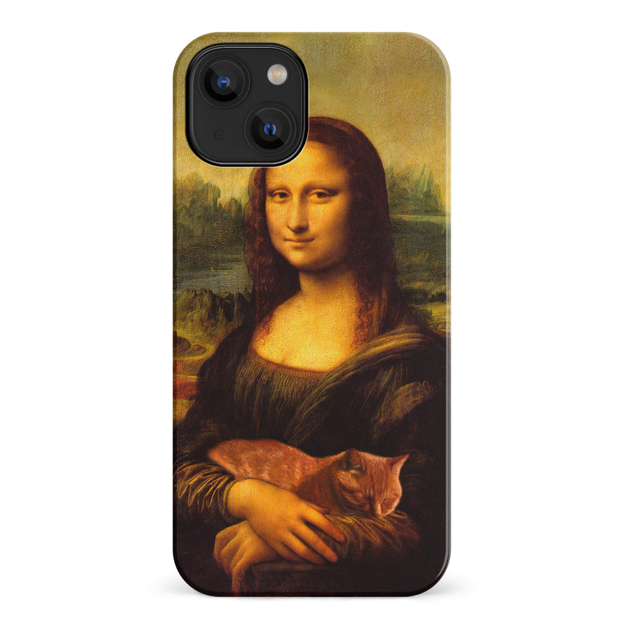 Mona Lisa Smiling with Cat Painting Design Cat Phone Case