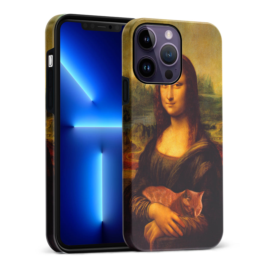 Mona Lisa Smiling with Cat Painting Design Cat Phone Case