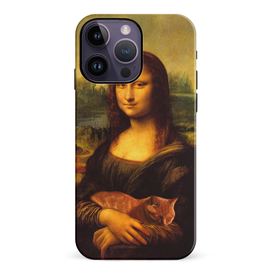 iPhone 14 Pro Max Mona Lisa Smiling with Cat Painting Design Cat Phone Case