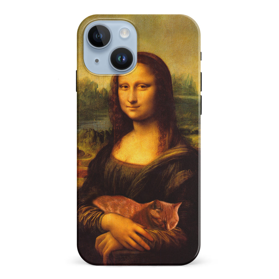 Mona Lisa Smiling with Cat Painting Design Cat Phone Case